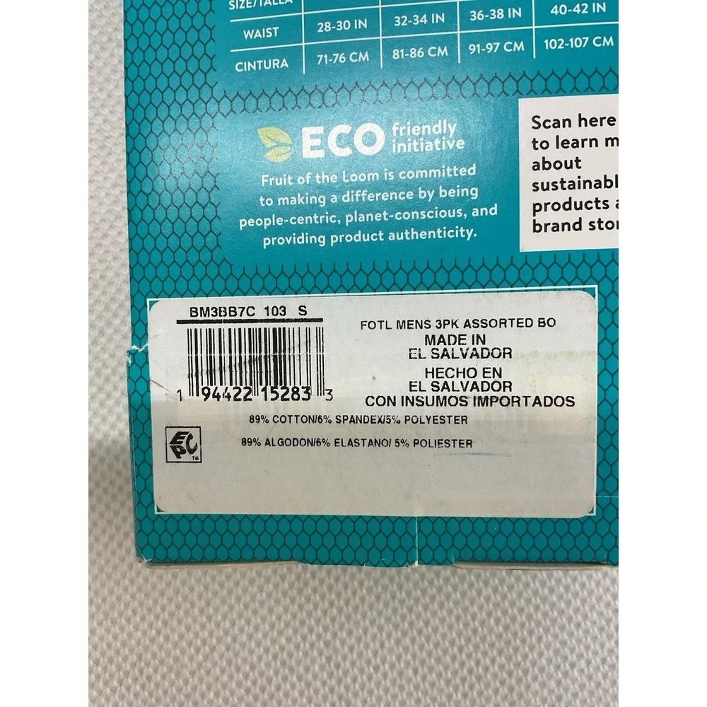 Boxer‎ Briefs Fruit Of The Loom Tri Cool S 28-30 3 Pack Tag Free Breath